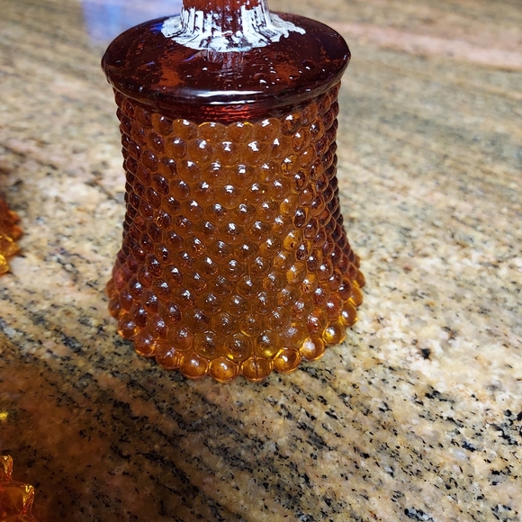 Vintage Amber votive candle holders 3 diamond ct and 1 hobnail. - Picture 3 of 5